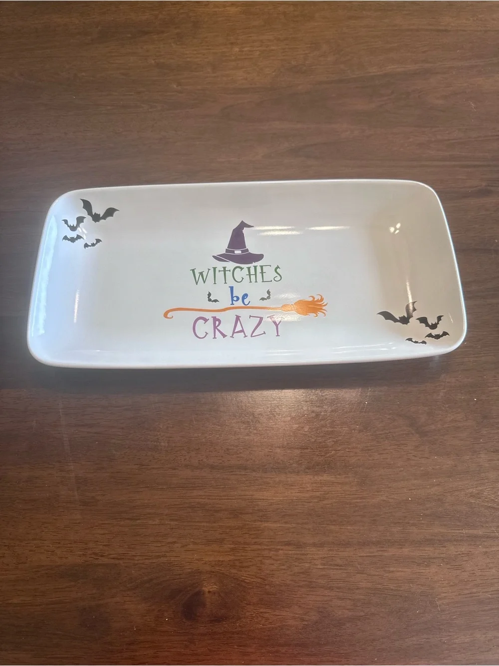 Crofton “Witches Be Crazy” Festive Halloween Serving Tray- White